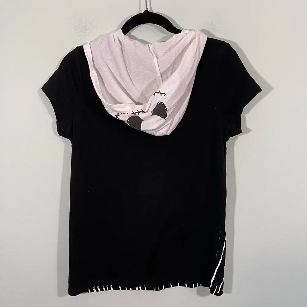 Disney Nightmare Before Christmas Jack Skeleton Tuxedo Hooded T-Shirt Size L